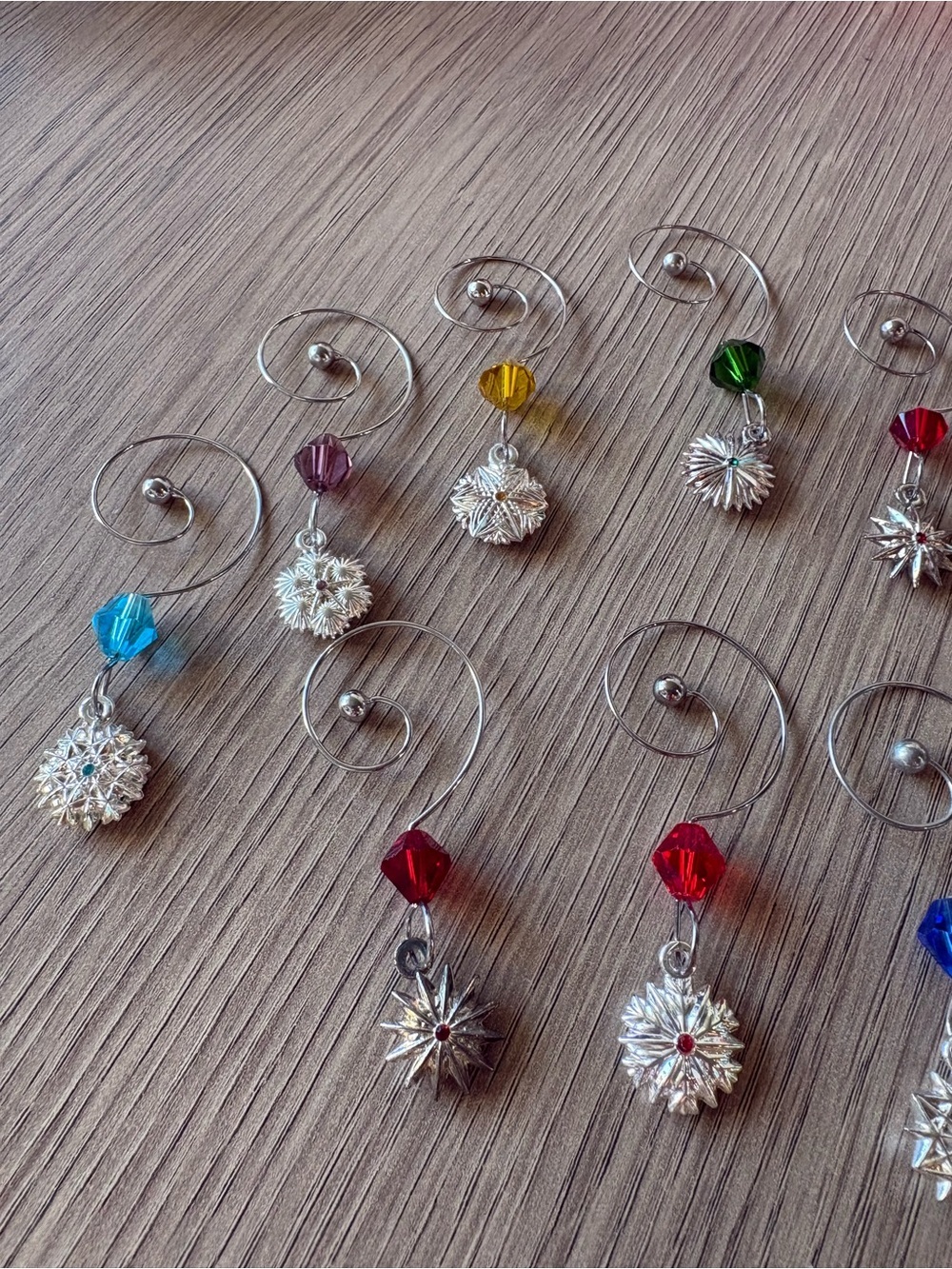Waterford Crystal Multicolor Starburst Wine Glass Charms - Set of 11 - Picture 2 of 4
